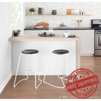 Lumisource B26-FINN WBK2 Finn Contemporary Counter Stool in White Steel and Black Faux Leather - Set of 2
